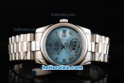 Rolex Datejust Swiss ETA 2836 Automatic Movement Full Steel with Silver Roman Markers and Blue Dial