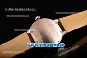 Cartier Rotonde De Swiss Quartz Steel Case with White Guilloche Dial and Brown Leather Strap