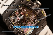 Richard Mille RM11-03 Swiss Valjoux 7750 Automatic Carbon Fiber Case Skeleton Dial With Arabic Numeral Markers White Rubber Strap 1:1 Clone (KV)