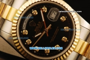 Rolex Day-Date Automatic Two Tone with Black Dial and Gold Bezel