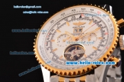 Breitling Navitimer Tourbillon AutomaticTwo Tone Case/Strap with White Dial and Stick Markers