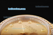 Rolex Datejust Automatic Movement Golden Dial with Diamond Markers and Two Tone Strap