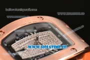 Richard Mille RM007 Miyota 6T51 Automatic Rose Gold Case with Diamonds Dial and Orange Rubber Strap