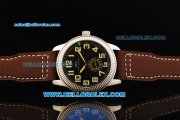 IWC Pilot's Watch Asia Manual Winding Movement Steel Case with Black Dial and Brown Leather Strap