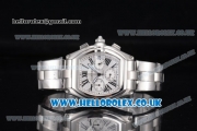 Cartier Roadster Chronograph Japan Seiko VK 67 Quartz Stainless Steel Case/Bracelet with Silver Dial and Roman Markers