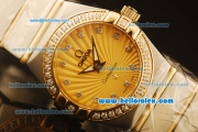 Omega Constellation Swiss Quartz Steel Case with Diamond Bezel and Gold Dial-Two Tone Strap