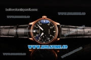 IWC Portugieser Hand-Wound Asia 6497 Manual Winding Rose Gold Case with Black Dial and White Arabic Numeral/Stick Markers