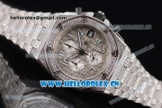 Audemars Piguet Royal Oak Offshore Seiko VK67 Quartz Steel/Diamonds Case with Arabic Numeral Markers and Grey Dial