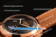 Panerai PAM00403R Luminor 1950 10 Days GMT Asia Automatic PVD Case with Black Dial and Brown Leather Strap