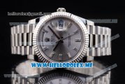 Rolex Day-Date Swiss ETA 2836 Automatic Stainless Steel Case/Bracelet with Silver Dial and Stick Markers (BP)