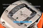 Richard Mille RM007 Miyota 6T51 Automatic Steel Case with Diamonds Dial and Orange Rubber Strap