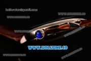 Cartier Rotonde De Swiss Quartz Steel Case with Brown Guilloche Dial and Brown Leather Strap