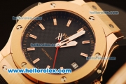 Hublot Big Bang Miyota Automatic Rose Gold Case with Black Grid Dial and Black Rubber Strap-Lady Size