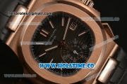 Patek Philippe Nautilus Chrono Swiss Valjoux 7750 Automatic Rose Gold Case with Black Dial and Stick Markers - 1:1 Original (BP)