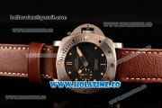 Panerai PAM 305 Luminor Submersible 1950 3 Days Automatic Ceramica Asia ST Automatic Steel Case with Brown Leather Strap Yellow Markers and Black Dial