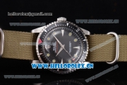 Rolex Milgauss Vintage Asia 2813 Automatic Steel Case with Black Dial Dot Markers and Green Army Nylon Strap