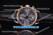 Tag Heuer Carrera Calibre 1887 Swiss Valjoux 7750 Automatic Rose Gold Case with Grey Dial and Stick Markers Black Leather Strap (V6)
