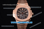 Patek Philippe Nautilus Clone PP 315 Automatic Rose Gold Case/Bracelet with Black Dial (BP)