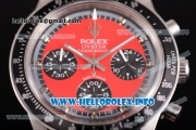 Rolex Daytona Vintage Edition Miyota Quartz Steel Case with Red Dial and Black Nylon Strap - Silver Markers (GF)