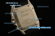 Cartier Santos 100 Medium Swiss Quartz Steel Case Steel Bezel with Black Leather Strap White Dial Roman Markers