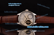 IWC Portuguese Asia 6497-CHG Manual Winding Steel Case and Brown Leather Strap White Dial