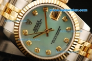 Rolex Datejust Automatic Movement ETA Case with Blue MOP Dial and Two Tone Strap