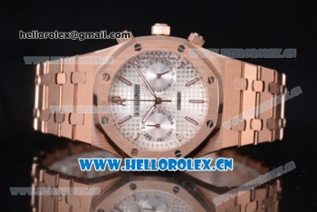 Audemars Piguet Royal Oak Seiko VK64 Quartz Rose Gold Case/Bracelet Silver Dial and Stick Markers (EF)