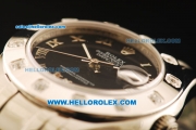 Rolex Datejust Automatic Movement Full Steel with Black Dial and Diamond Bezel-ETA Coating Case