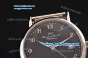 IWC Portofino Swiss ETA 2892 Automatic Steel Case with Silver Arabic Numeral Markers and Black Dial