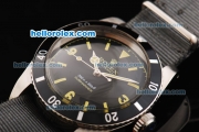 Rolex Submariner Oyster Perpetual Swiss ETA 2836 Automatic Movement Black Dial with Black Bezel and Grey Nylon Strap