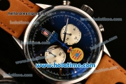 Tag Heuer Carrera Ferrari Chrono Miyota OS20 Quartz Steel Case with Black Dial and Brown Leather Strap