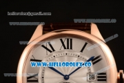 Cartier Drive de Cartier Asia Automatic Rose Gold Case with White Dial and Brown Leather Strap (AAAF)