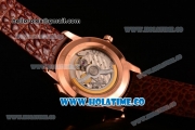 Vacheron Constantin Patrimony Miyota 9015 Automatic Rose Gold Case with White Dial Brown Leather Strap and Stick Markers