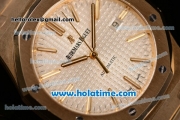 Audemars Piguet Royal Oak Swiss ETA 2824 Automatic Full Yellow Gold with Gold Sitck Markers and White Dial - 1:1 Original