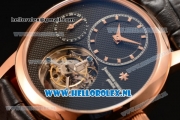 Vacheron Constantin Traditionnelle Tourbillon Manual Winding Rose Gold Case with Black Dial and Black Leather Strap