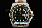 Rolex GMT-Master II Oyster Perpetual Automatic Two Tone with Green Bezel,Green Dial and White Round Bearl Marking-Small Calendar