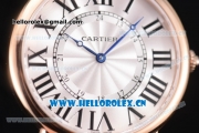 Cartier Rotonde De Tourbillon Asia 6497 Manual Winding Rose Gold Case with White Dial and Roman Numeral Markers Brown Leather Strap