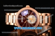 Cartier Rotonde De Miyota Quartz Rose Gold Case/Bracelet with Brown Dial and Diamonds Bezel