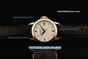 Patek Philippe Calatrava Swiss ETA 2824 Automatic Steel Case with White Dial and Alligator Strap