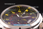 IWC Pilot's Chronograph Miyota Quartz Steel Case with Black Dial and Yellow Markers