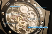 Hublot Big Bang Skeleton Swiss Tourbillon Manual Winding Movement Ceramic Case and Bezel with Black Rubber Strap