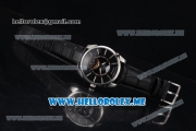 Parmigiani Tonda Tourbillon Asia ST25 Automatic Steel Case with Black Dial and Black Leather Strap Stick Markers