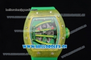 Richard Mille RM 59-01 Miyota 9015 Automatic Carbon Nanotubes Case with Skeleton Dial Green Inner Bezel and Green Rubber Strap