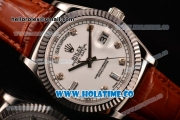 Rolex Day-Date Asia 2813/Swiss ETA 2836/Clone Rolex 3135 Automatic Steel Case with White Dial and Diamonds Markers (BP)