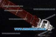 Jaeger Lecoultre Master Ultra Thin 41 Miyota 9015 Automatic Steel Case with White Dial Brown Leather Strap and Stick Markers (ZF)