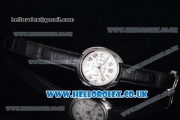 Cartier Cle de Cartier Chrono Japanese Miyota OS20 Quartz Steel Case with White Dial and Black Leather Strap