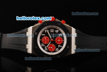 Audemars Piguet Royal Oak Offshore Swiss Valjoux 7750 Automatic Movement Titanium Case with White Arabic Numerals and Red Subdials