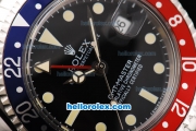 Rolex GMT Master Oyster Perpetual Automatic Movement ETA Case with Blue/Red Bezel-Yellow Markers and Black Dial