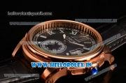 Cartier Calibre De Asia ST16 Automatic Rose Gold Case with Black Leather Strap Roman Numeral Markers and Black Dial