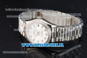 Rolex Datejust Swiss ETA 2671 Automatic Steel Case with White Dial Diamonds Markers Diamonds Bezel and Steel Bracelet (BP)